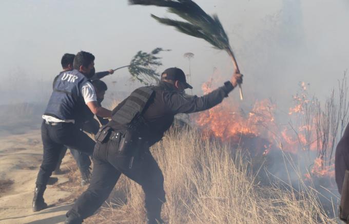 Protección Civil de San Pedro Cholula controla incendio en el Cerro Zapotecas.