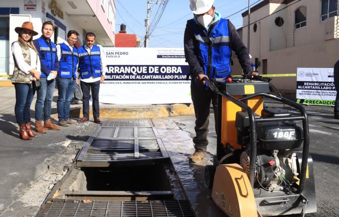 Gobierno de San Pedro Cholula inicia primera etapa de la rehabilitación de alcantarillado pluvial.