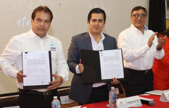 Suscribe alcalde Lorenzo Rivera convenio con la Comisión de Derechos Humanos