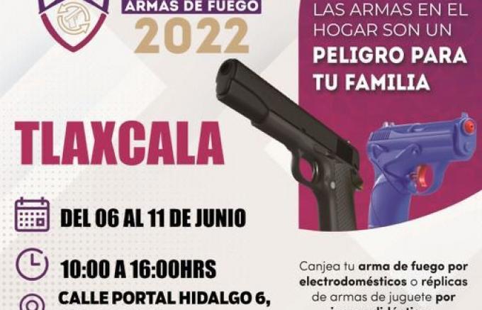 Inicia el lunes canje de armas de fuego en Tlaxcala Capital