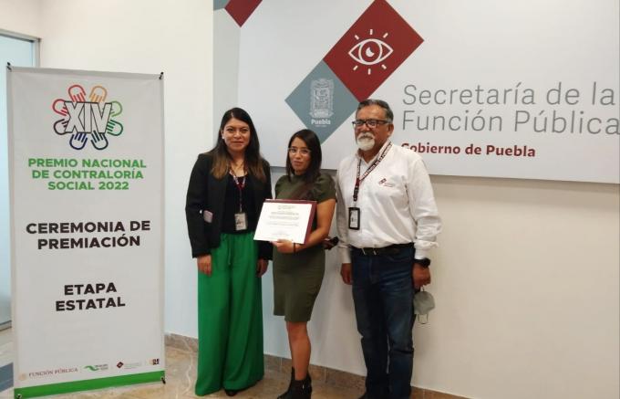 Gana propuesta del Ayuntamiento de Puebla el Premio Estatal de Contraloría Social 2022