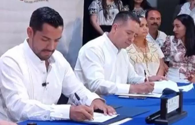 Firman hermanamiento municipios de Candelaria, Campeche y San Andrés Cholula, Puebla