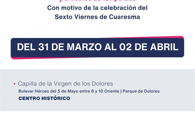 Venta de antojitos en el Parque de Dolores por la celebración del Sexto Viernes de Cuaresma