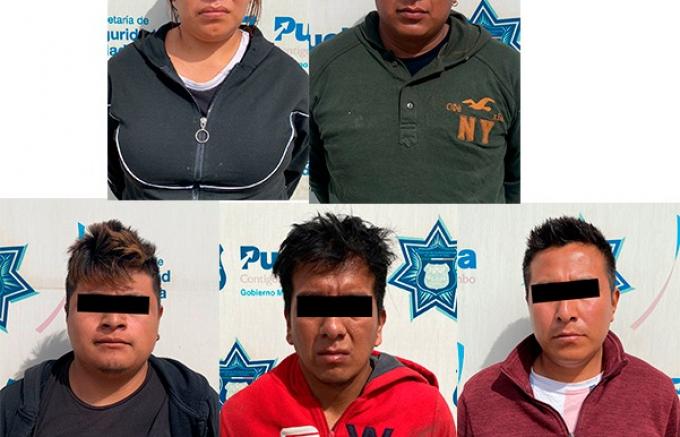 Policías Estatal y Municipal de Puebla detienen a cinco integrantes de “Los Irimón”, banda delictiva dedicada al robo de transporte de carga