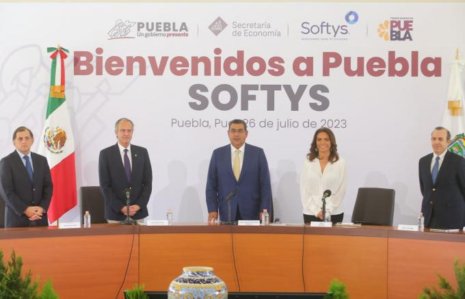Albergará el estado de Puebla el centro corporativo de la empresa SOFTYS: Sergio Salomón