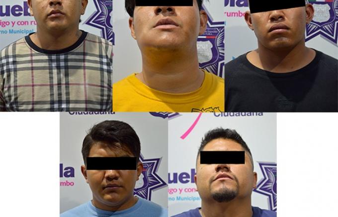Cinco integrantes de la banda de “Los Valiant”, fueron detenidos por la Policía Municipal de Puebla