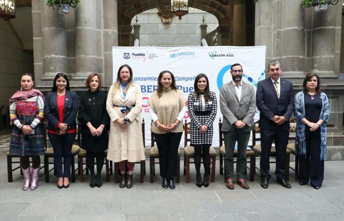Ayuntamiento de Puebla y UNODC presentan campaña "Corazón Azul" contra la trata de personas