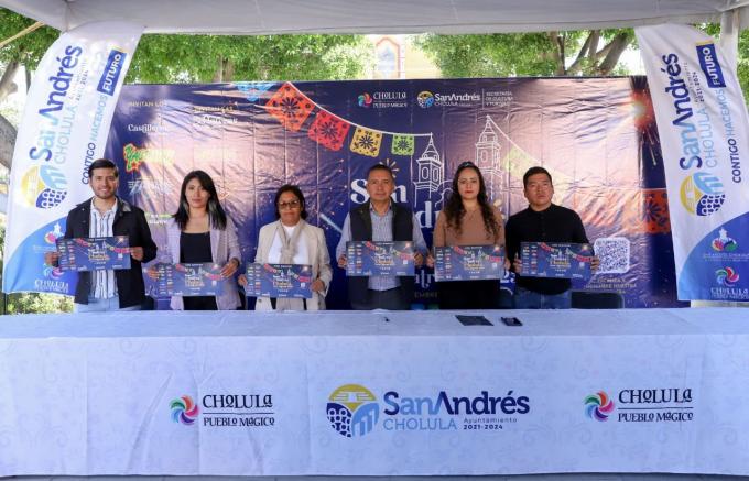 Presenta Edmundo Tlatehui actividades de la Feria Patronal San Andrés Cholula 2023