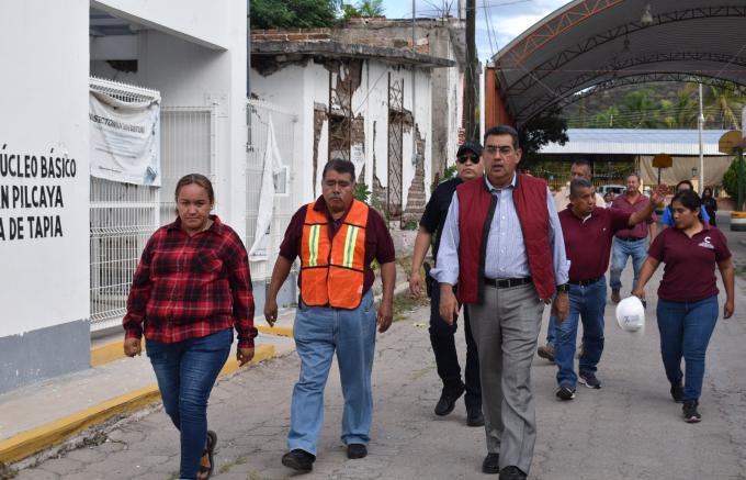 Con recorrido de supervisión tras sismo, el gobernador Sergio Salomón confirma saldo blanco en el Estado