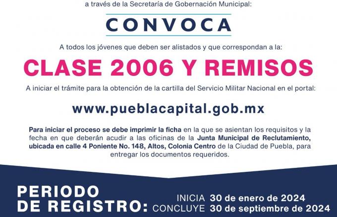 Arranca proceso para obtener la cartilla del servicio militar clase 2006 y remisos