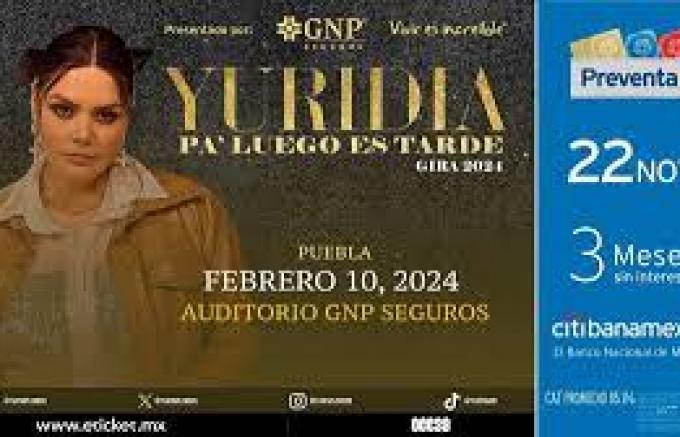 Yuridia volverá a Puebla como parte de su gira Pa’ luego es tarde.