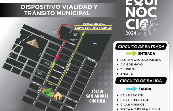 Implementa policía de San Andrés Cholula operativo de seguridad ante Festival del Equinoccio 2024