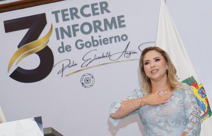 Desarrollo turístico, en infraestructura y bienestar social destaca Paola Angon en su tercer informe de gobierno