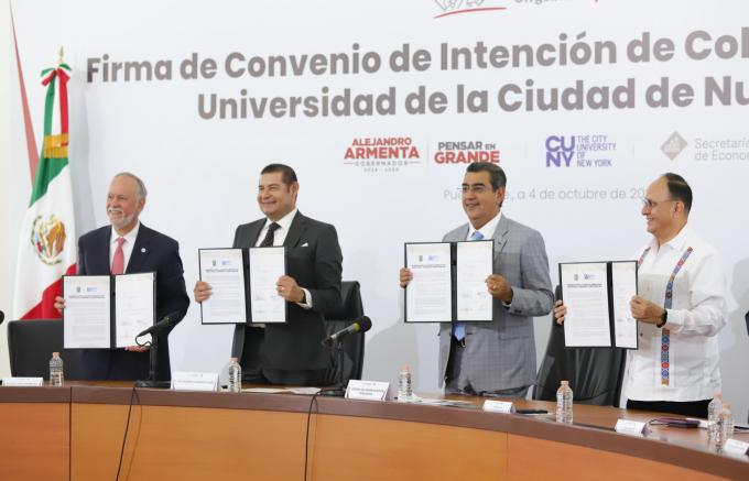 Firman convenio el próximo Gobierno del Estado y la Universidad de la Ciudad de Nueva York