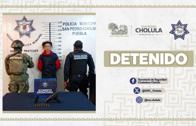 Policía de San Pedro y Marina detuvieron a hombre por portación ilegal de arma de fuego