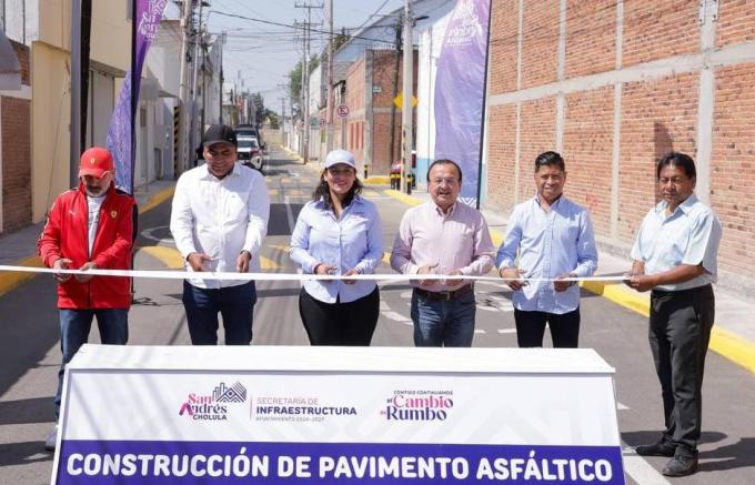 Entregó obra vial en San Andrés Cholula, la alcaldesa Guadalupe Cuautle