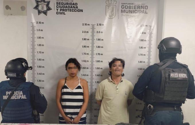 Elementos de la Dirección de Seguridad Pública de Cuautlancingo detuvieron a dos personas por presuntos delitos contra la salud 