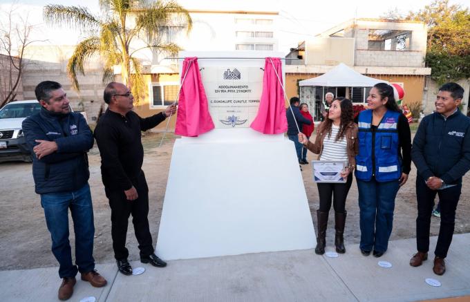Entregó la alcaldesa Guadalupe Cuautle obra de adoquinamiento en la junta auxiliar de San Rafael Comac
