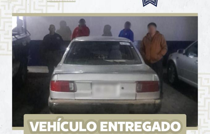 Operativos permanentes de la SSC Cholula permiten recuperar vehículo con reporte de robo