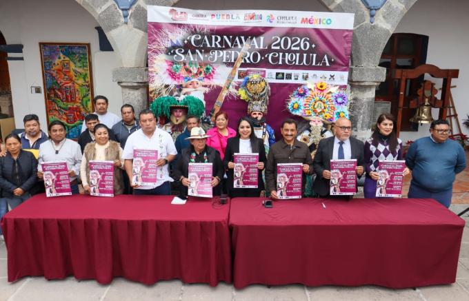 La alcaldesa Tonantzin Fernández presentó el Carnaval 2026 para fortalecer el turismo en San Pedro Cholula