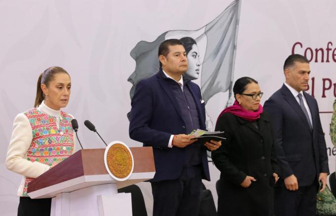 Destaca presidenta Sheinbaum reducción de delitos en Puebla