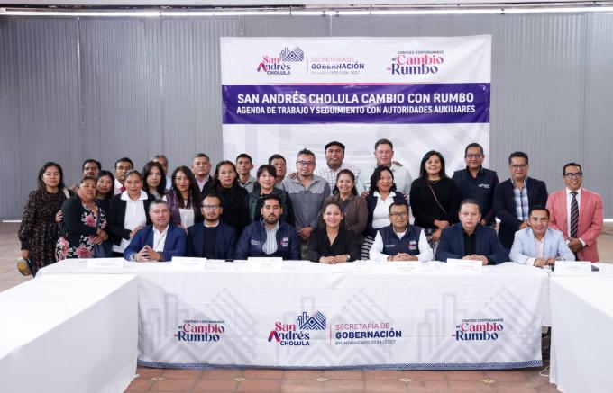 La presidenta municipal Guadalupe Cuautle encabezó la Segunda Reunión con Autoridades Auxiliares de San Andrés Cholula