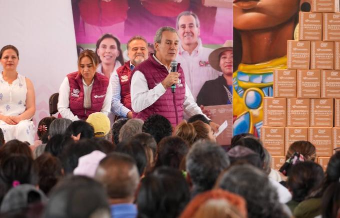 Vecinos de la junta auxiliar de La Libertad recibieron despensas como parte del programa Alimentación Imparable del Ayuntamiento de Puebla