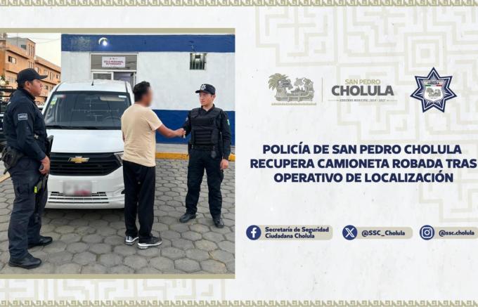 Policía de San Pedro Cholula recupera camioneta robada tras operativo de localización