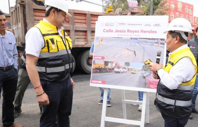 Avanza 50 por ciento la pavimentación de la Calle Jesús Reyes Heroles, a cargo de la Secretaría de Infraestructura