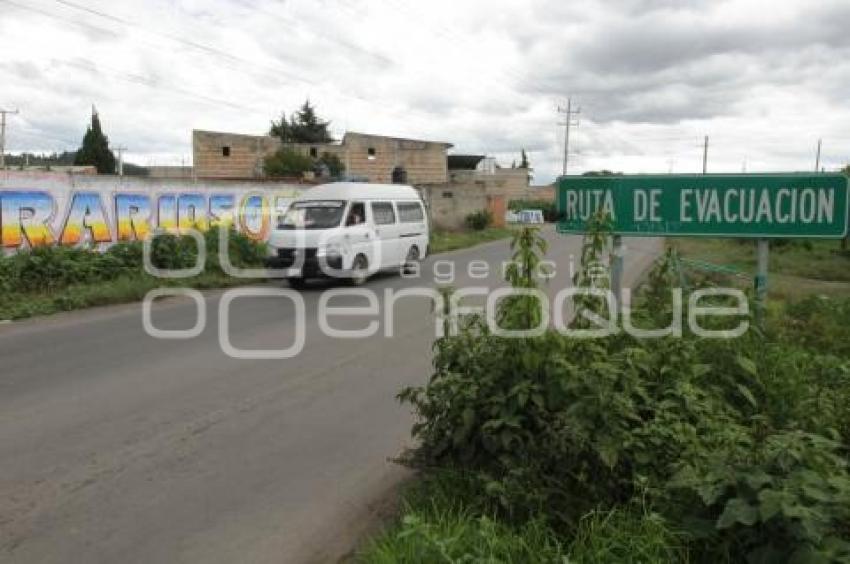 VOLCÁN . RUTAS DE EVACUACIÓN