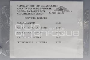 AUMENTO PRECIO TRANSPORTE PÚBLICO. PUEBLA - CHOLULA