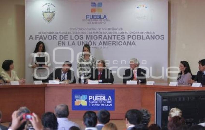 CONVENIO SECRETARIA DE GOBERNACIÓN  Y LA BUAP