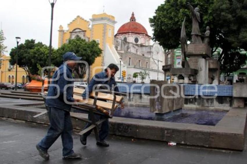 TRABAJOS EN EL PARQUE DONDE SE UBICA ESTATUA DE PALAFOX