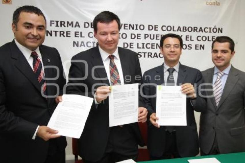 FIRMA DE CONVENIO - COLEGIO ADMINISTRADORES  Y COLEGIO DE PUEBLA