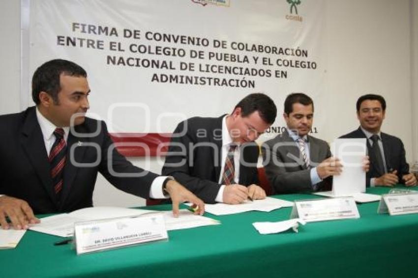 FIRMA DE CONVENIO - COLEGIO ADMINISTRADORES  Y COLEGIO DE PUEBLA