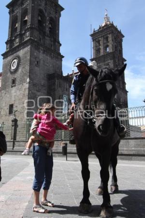 POLICÍA MONTADA EN EL CENTRO DE LA CIUDAD