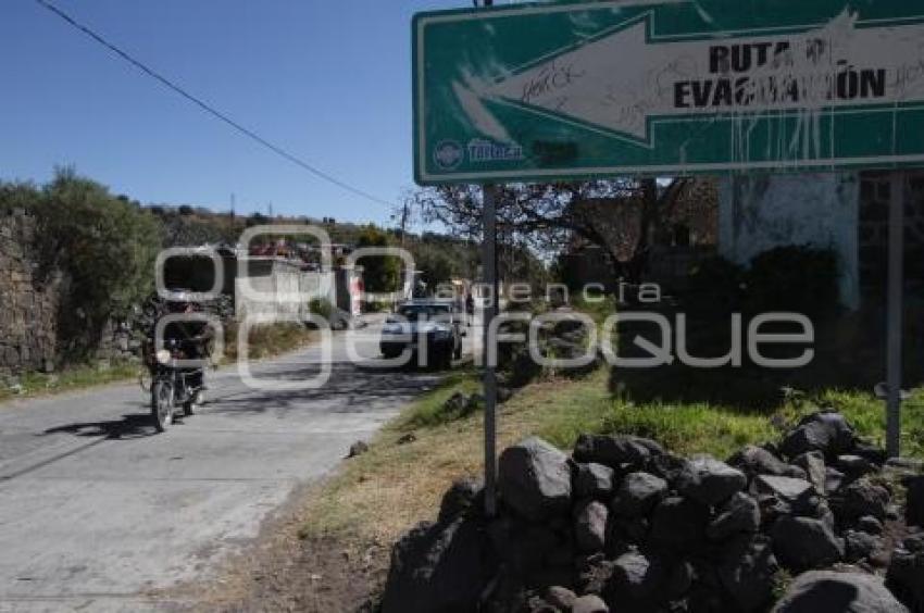 VOLCÁN . RUTAS DE EVACUACIÓN