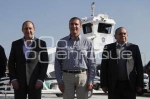 RAFAEL MORENO VALLE, ENTREGA 150 PATRULLAS Y EQUIPO DE SEGURIDAD A MUNICIPIOS DE PUEBLA.