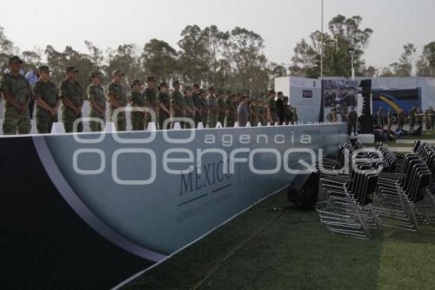 ENSAYO DE LA CEREMONIA DE TOMA DE PROTESTA DEL SERVICIO MILITAR