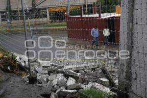 LLUVIAS DERRIBAN BARDA EN ESCUELA PRIMARIA