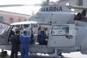 HELICÓPTERO DE LA MARINA ES EXPUESTO EN EL ZÓCALO