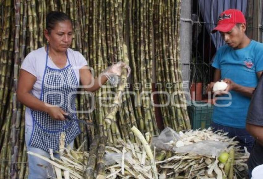 VENTA DE CAÑA DE AZÚCAR Y JÍCAMA . ACATLÁN
