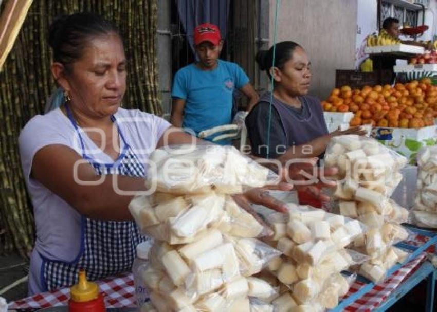 VENTA DE CAÑA DE AZÚCAR Y JÍCAMA . ACATLÁN