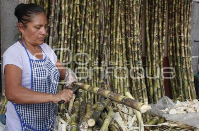 VENTA DE CAÑA DE AZÚCAR Y JÍCAMA . ACATLÁN   