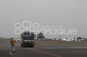 CAÍDA DE CENIZA . AEROPUERTO PUEBLA