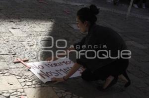 SAN MARTIN TEXMELUCAN. PROTESTA CONTRA FEMINICIDIOS