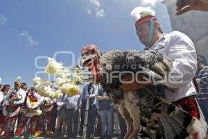 CUETZALAN . RITUAL COLOCACIÓN TRONCO