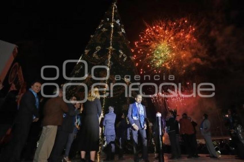 BUAP . ENCENDIDO ÁRBOL NAVIDEÑO