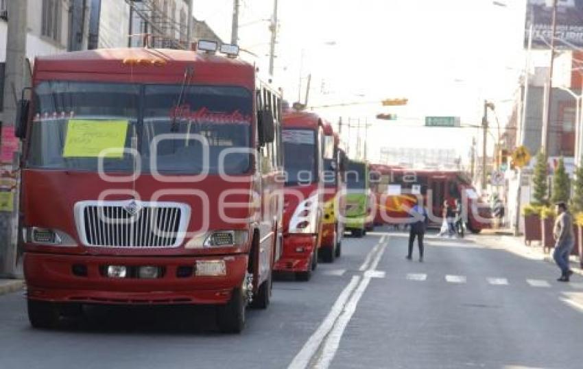 HUEJOTZINGO . MANIFESTACIÓN  TRANSPORTISTAS