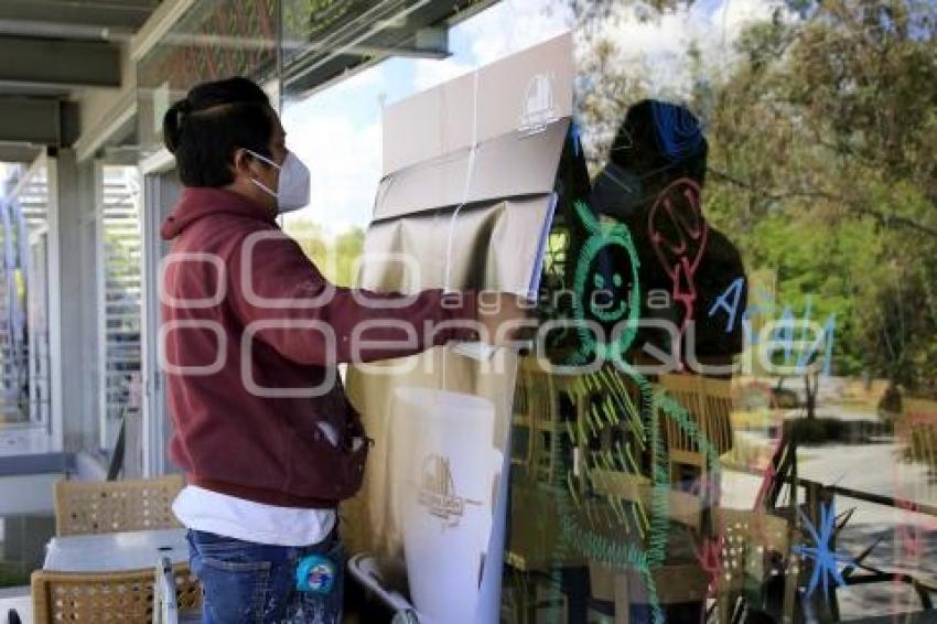 CAFETERÍA . PROTECCIÓN PARA AVES